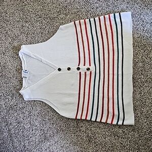 Radiance 2xl 2x rainbow stripe 🌈 white sweater sleeveless button down top